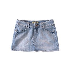 Vigoss Y2K Light Wash Denim Mini Skirt Low Rise Blue Jean Size 3/4 (29")